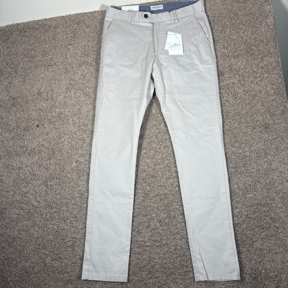 John Henric Soho Beige Chinos Mens 32 Slim Fit‎ Cotton Stretch Pants CHP1D NEW